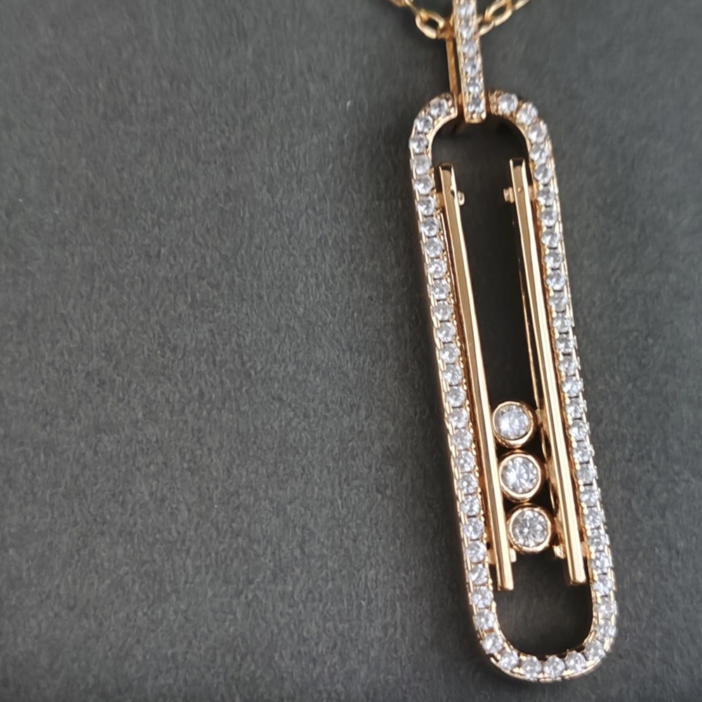 Messika Rose Gold Paperclip Pendant with Pavé Diamonds - Picture 5 of 8